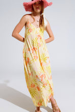 Load image into Gallery viewer, Maxi Yellow Jumpsuit in Tropical Print