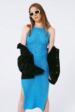 Load image into Gallery viewer, Halter Crochet Midi Dress in Blue