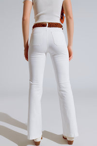 White Skinny Flared Jeans