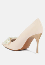 Load image into Gallery viewer, Encon Pearl Embellished Micro Suede Pumps