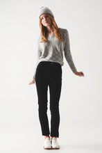 Load image into Gallery viewer, Elastic Skinny Cord Pants in Black