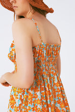 Load image into Gallery viewer, Maxi Beach Dress in Orange Flower Print