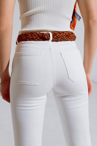 White Skinny Flared Jeans