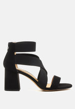 Load image into Gallery viewer, Benicia Elastic Strappy Block Heel Sandals