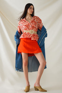 Orange Abstract Print Blouse