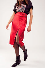 Load image into Gallery viewer, Split Front Midi Skirt in Red