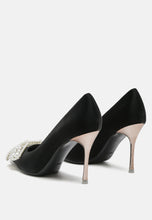 Load image into Gallery viewer, Encon Pearl Embellished Micro Suede Pumps