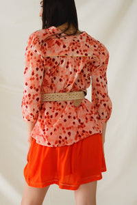 Orange Abstract Print Blouse