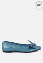 Load image into Gallery viewer, Pie Tribe Blue Metallic Big Bow Ballerinas