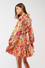 Load image into Gallery viewer, Floral Print Mini Dress with Ruffles