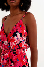 Load image into Gallery viewer, Hot Pink Short Dress With Flower Print and Straps