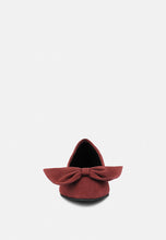 Load image into Gallery viewer, Chuckle Black Big Bow Suede Ballerina Flats