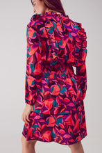 Load image into Gallery viewer, Layered Frill Mini Dress in Fucshia Floral