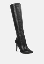 Load image into Gallery viewer, Indulgent High Heel Croc Calf Boots