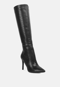 Indulgent High Heel Croc Calf Boots