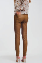 Load image into Gallery viewer, Coated Skinny Pants in Camel