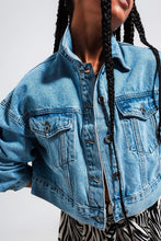 Load image into Gallery viewer, Cropped 90s Denim Jacket in Mid Wash