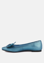 Load image into Gallery viewer, Pie Tribe Blue Metallic Big Bow Ballerinas