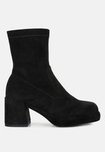 Load image into Gallery viewer, Two-Cubes Suede Platform Ankle Boots