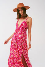 Load image into Gallery viewer, Floral Print Maxi Dress With v Neck in Pink