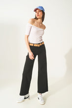 Load image into Gallery viewer, Cotton Blend Wide Leg Jeans in Black