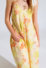 Load image into Gallery viewer, Maxi Yellow Jumpsuit in Tropical Print