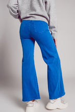 Load image into Gallery viewer, Cotton Blend Wide Leg Jeans in Blue