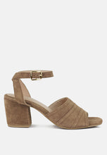 Load image into Gallery viewer, Mon-Beau Fine Suede Block Heeled Sandal