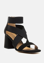 Load image into Gallery viewer, Benicia Elastic Strappy Block Heel Sandals