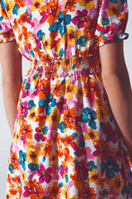 Load image into Gallery viewer, Short Dress With Cinched Waist in Multicolor Floral Print