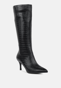 Uptown Pointed Mid Heel Calf Boots