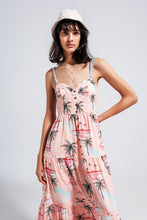 Load image into Gallery viewer, Cami Maxi Beach Dress in Natural Tropical Print