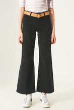 Load image into Gallery viewer, Cotton Blend Wide Leg Jeans in Black