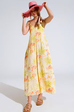 Load image into Gallery viewer, Maxi Yellow Jumpsuit in Tropical Print