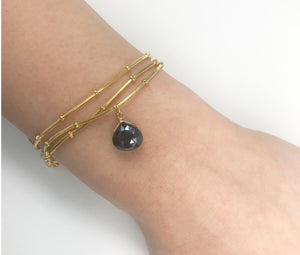 Black Spinel Drop Ball Chain Bracelet