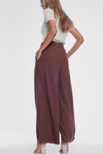 Load image into Gallery viewer, Belted High Waist Wideleg Trouser in Brown