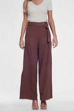 Load image into Gallery viewer, Belted High Waist Wideleg Trouser in Brown