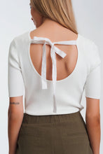 Load image into Gallery viewer, Cream Tie Back Rib Knit Sweater