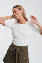 Load image into Gallery viewer, Cream Tie Back Rib Knit Sweater