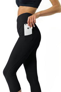 High Waisted Capri Leggings - Black