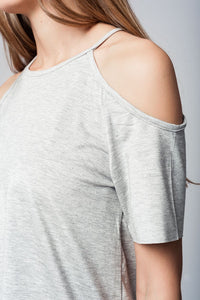 Grey Cold Shoulder Top