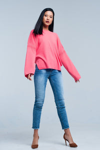 Coral Glitter Fine Knitted Sweater