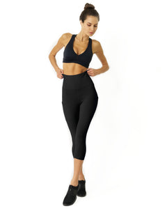 High Waisted Capri Leggings - Black