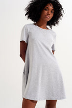 Load image into Gallery viewer, Swing T Shirt Dress With Concealed Pockets in Grey