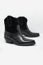 Load image into Gallery viewer, Black Western Sock Boots With Suede Detail