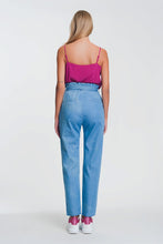 Load image into Gallery viewer, Lightweight Paperbag Tie Waist Jean in Light Blue