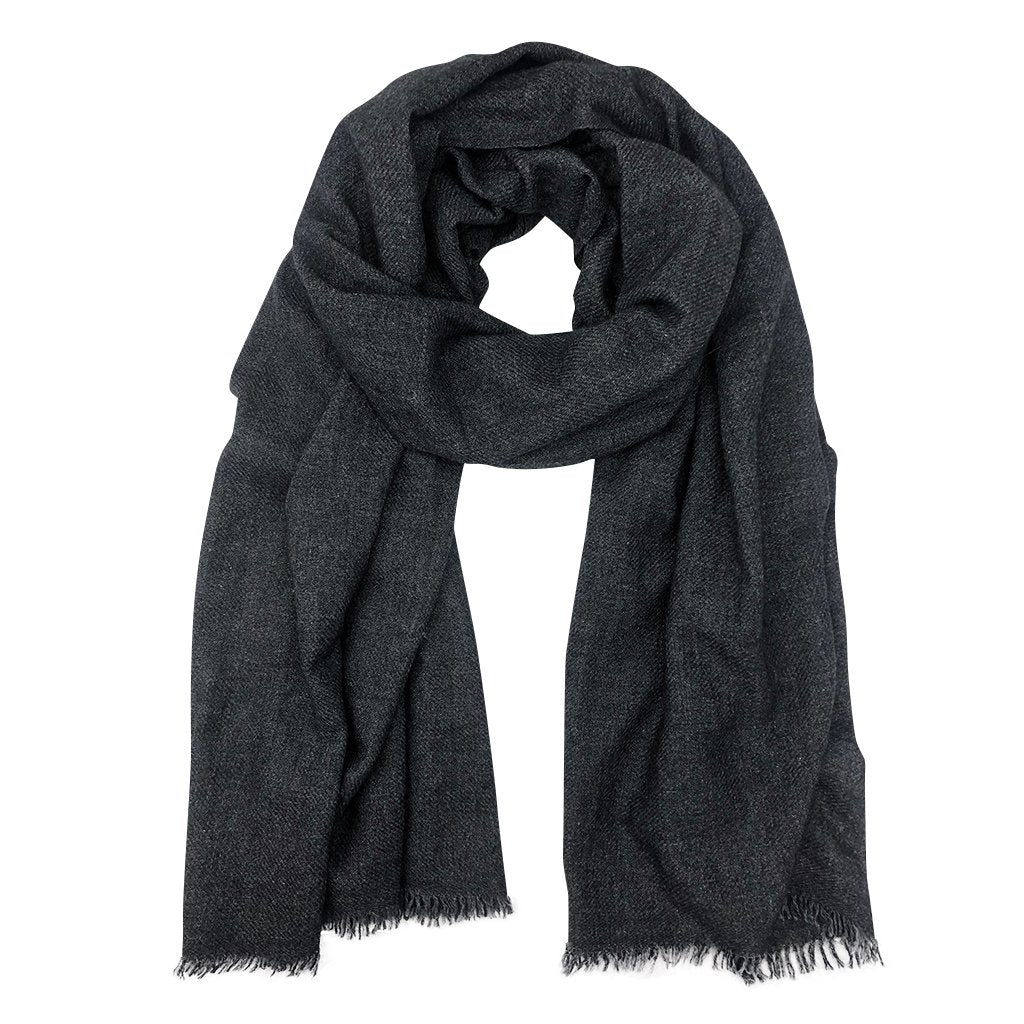 Charcoal Handloom  Cashmere Scarf