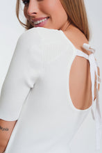 Load image into Gallery viewer, Cream Tie Back Rib Knit Sweater