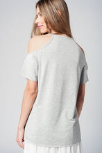 Load image into Gallery viewer, Grey Cold Shoulder Top