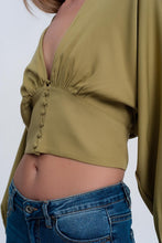 Load image into Gallery viewer, Top With Puff Sleeves in Green